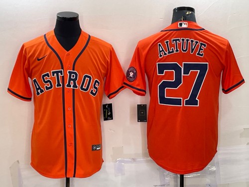 Men's Houston Astros #27 Jose Altuve Orange With Patch Cool Base Stitched Jersey